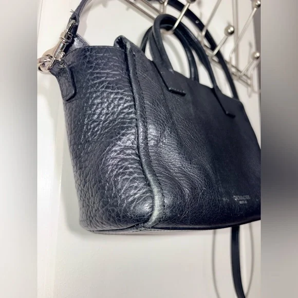 Coach Mini Riley Satchel Black Pebbled Leather Crossbody Bag 27923 - Picture 6 of 16